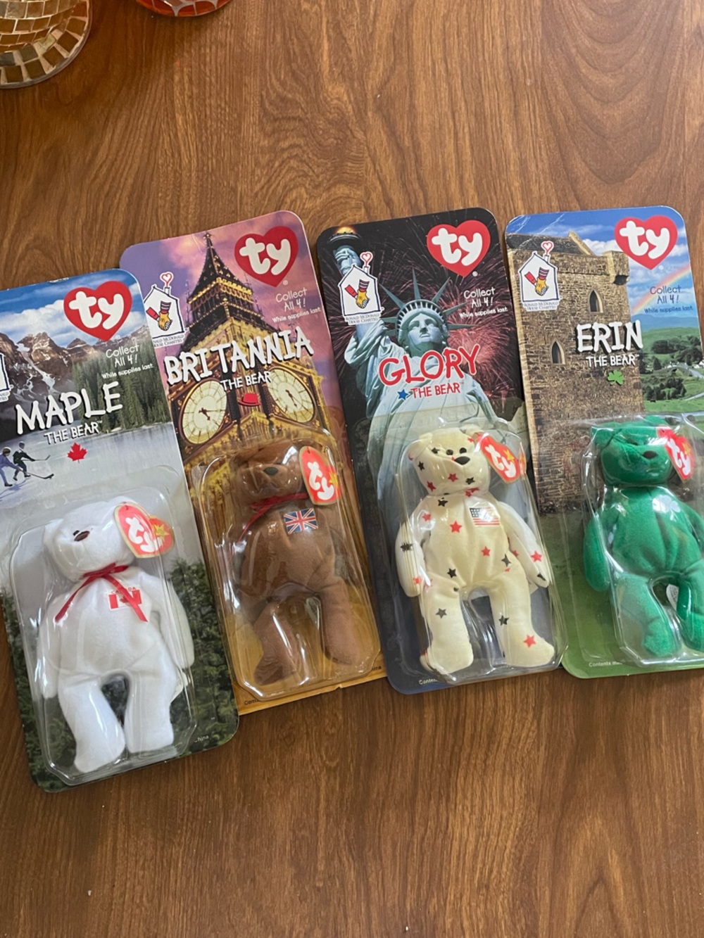 McDonald's Ty Collectible International Bears - Maple, Brittania, Erin and Glory